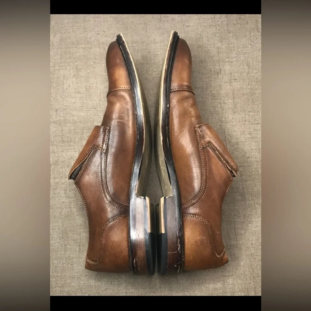 Aston Grey Bussiere Men's Dress Shoes Double Monk Strap Brown Leather Size 10